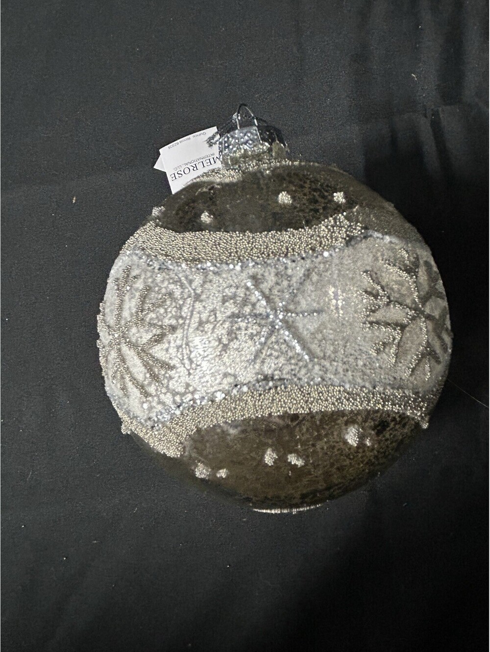 NEW 6 Count Shimmery 4” Silver Snowflake Mercury Glass Ball Ornament Set